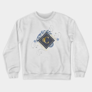 C, blue and gold initial monogram. Crewneck Sweatshirt